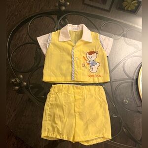 Vintage Cotton Candy Infant Boys 2 Piece Outfit Home Run.